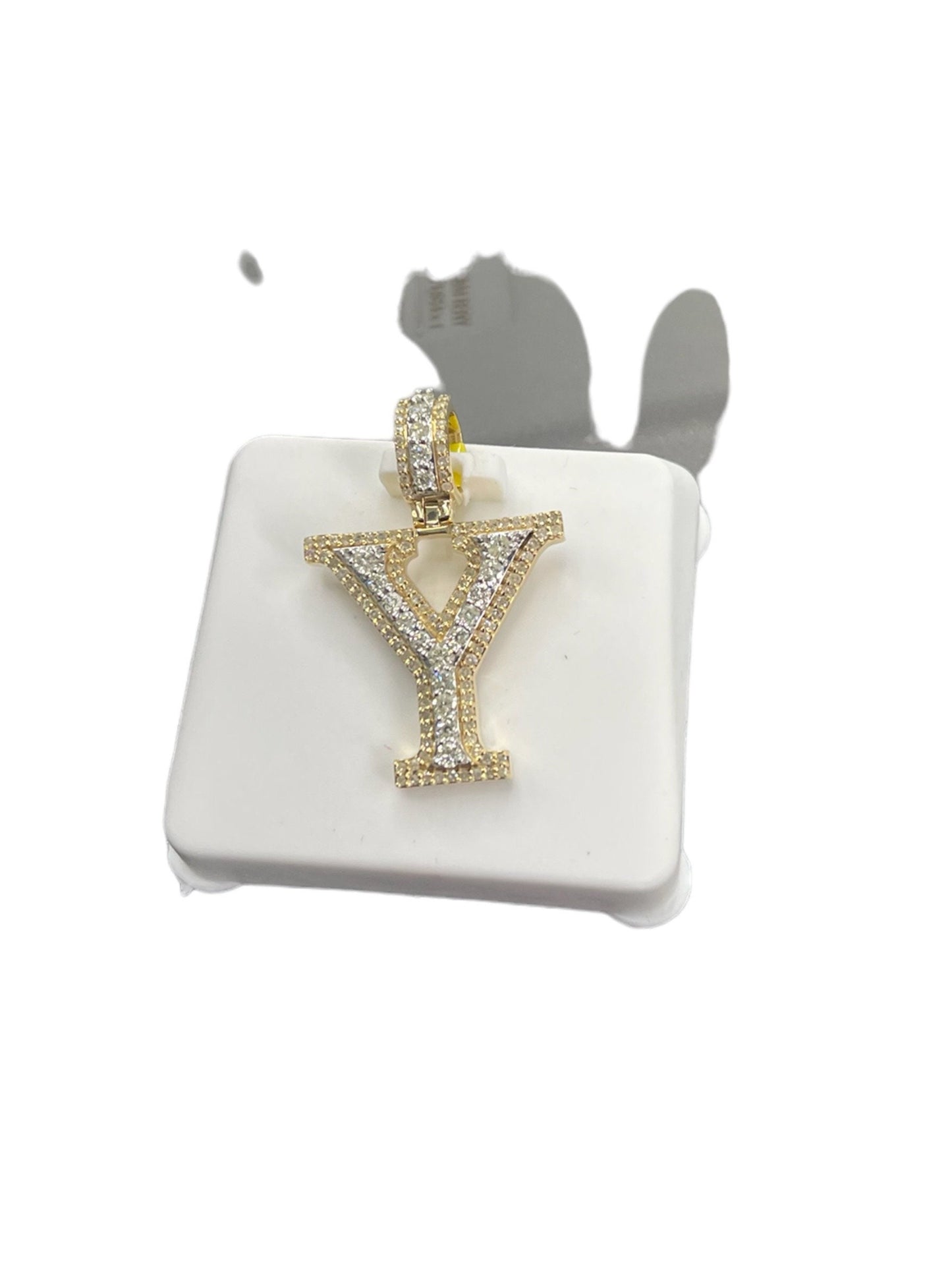 Natural Gold Pendant Initial Letter “Y”Alphabet Pendant, Yellow Gold Diamond Pendant,Unisex Pendant,Hip Hop style -