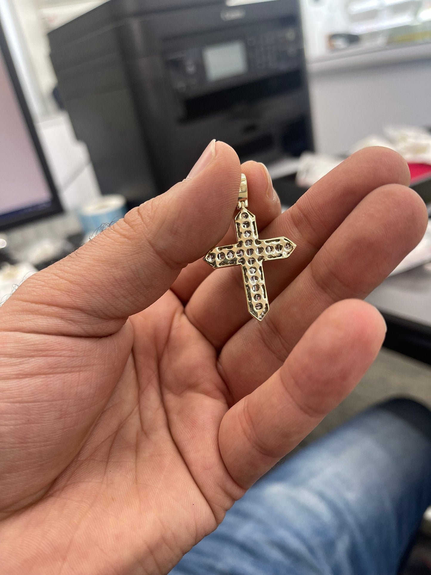 Cross pendant -Natural gold and Diamonds