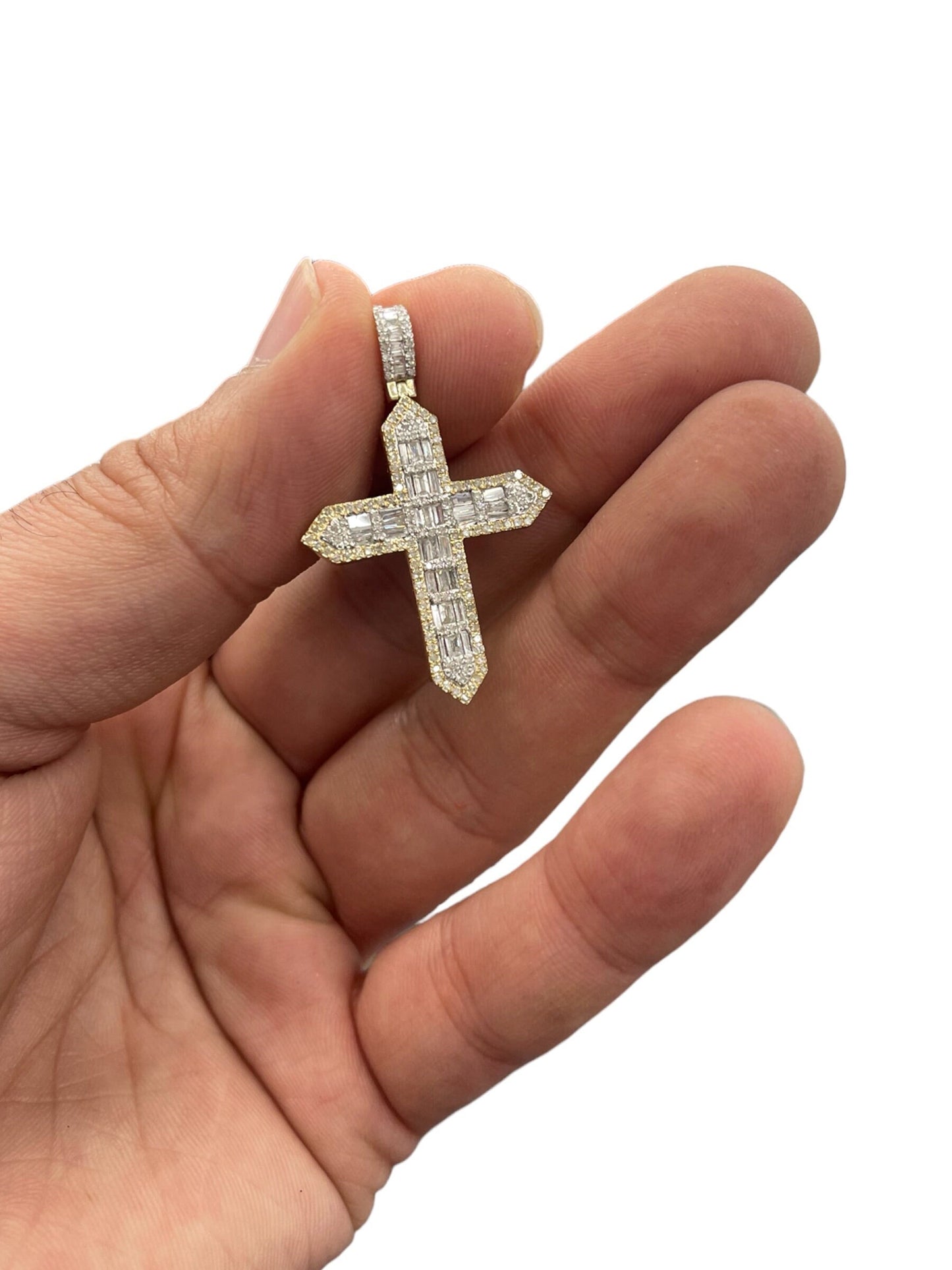 Cross pendant -Natural gold and Diamonds