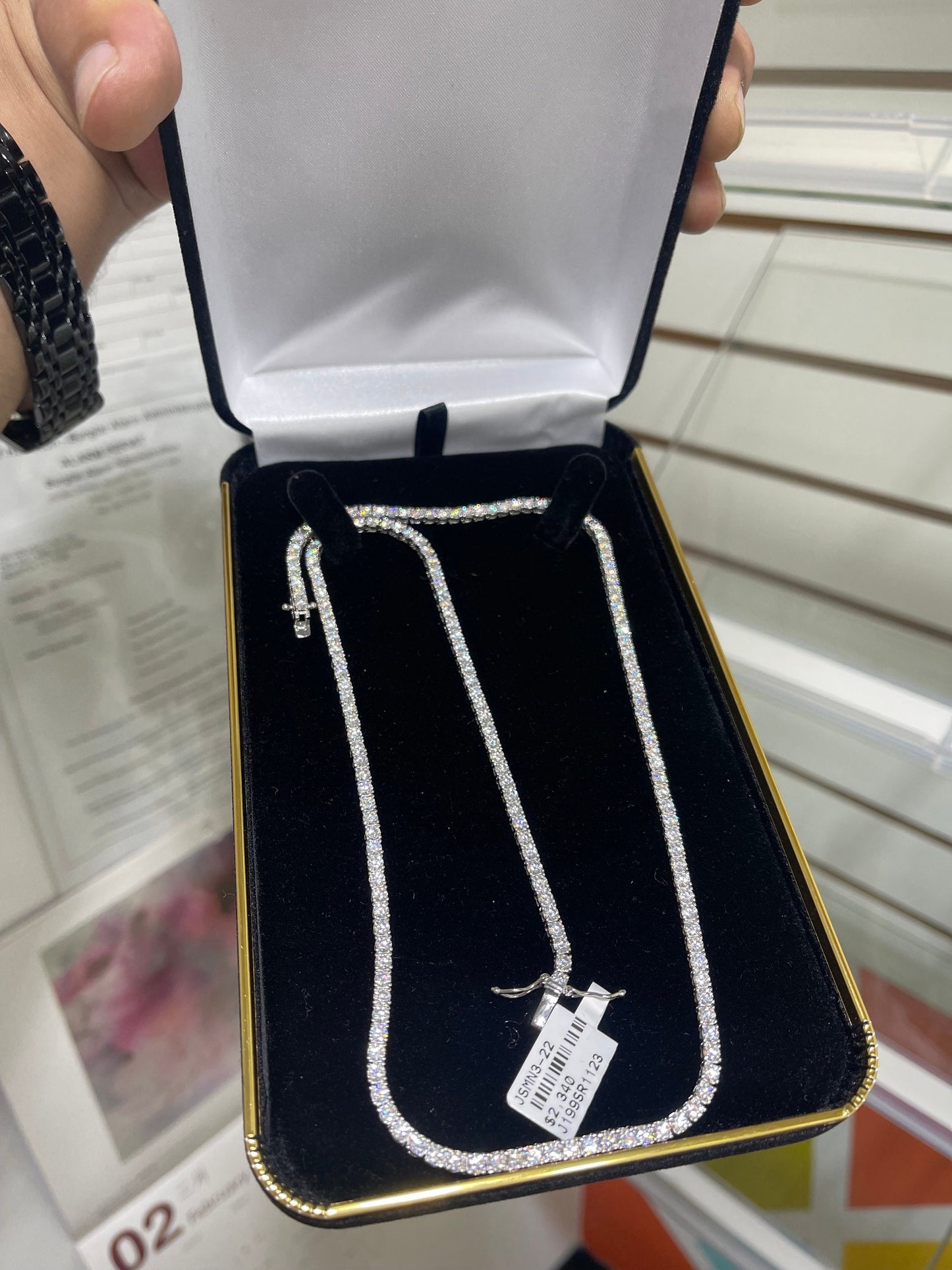 Tennis Necklace- Vvs1 quality moissanite with sterling silver