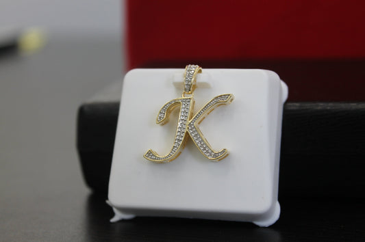 Natural Gold Initial Letter “k”Alphabet Pendant, Yellow Gold ,King Crown Diamond Pendant,Unisex Pendant,Hip Hop style - 3D style