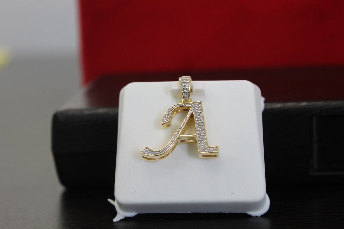 Natural Gold Initial Letter “A”Alphabet Pendant, Yellow Gold ,King Crown Diamond Pendant,Unisex Pendant,Hip Hop style - 3D style minimalist