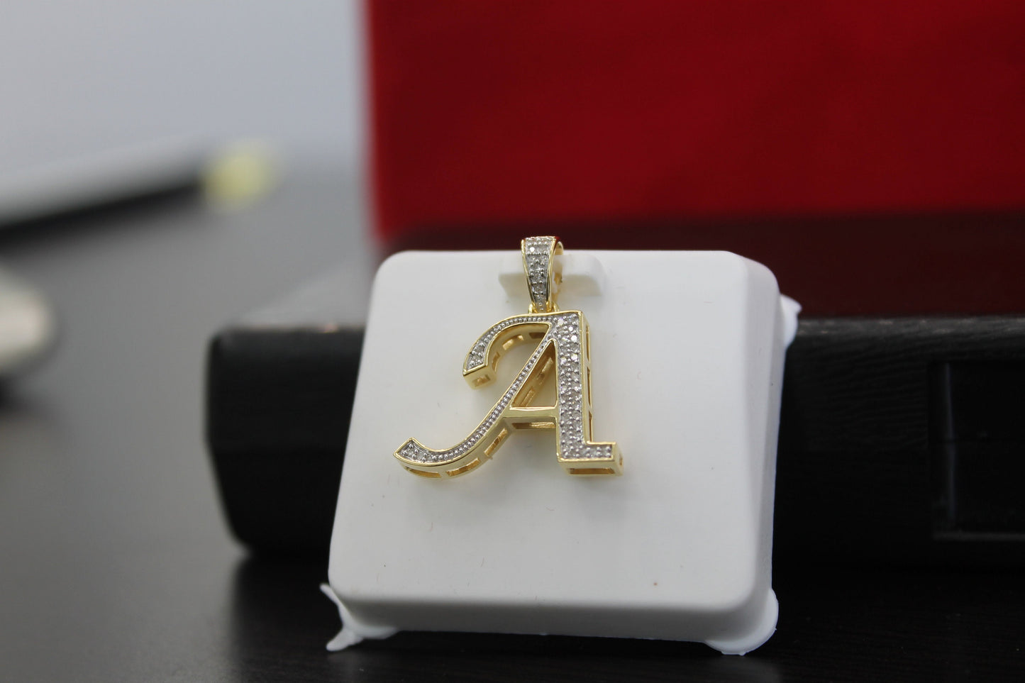 Natural Gold Initial Letter “A”Alphabet Pendant, Yellow Gold ,King Crown Diamond Pendant,Unisex Pendant,Hip Hop style - 3D style minimalist