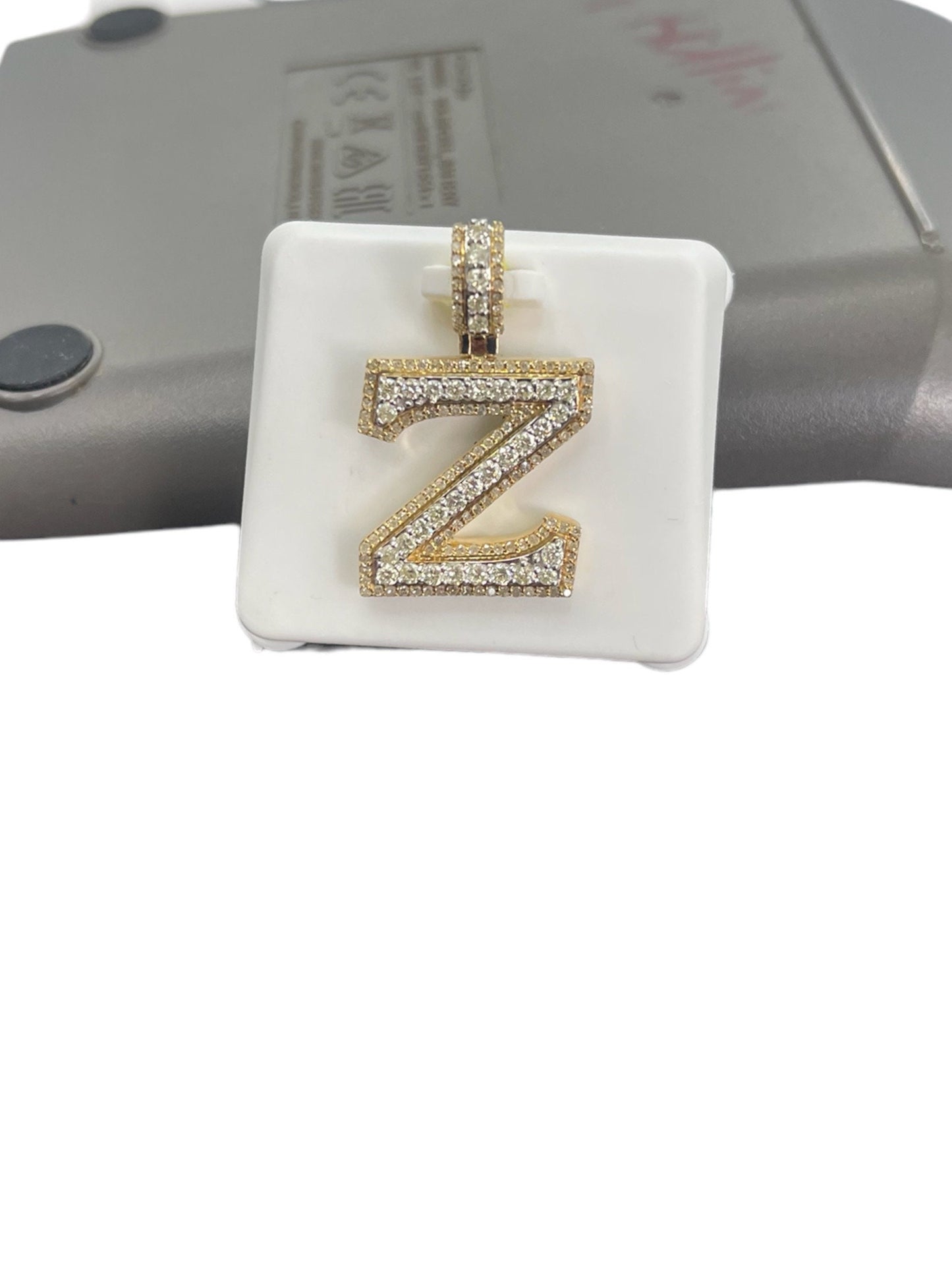 Natural Gold Pendant Initial Letter “Z”Alphabet Pendant, Yellow Gold Diamond Pendant,Unisex Pendant,Hip Hop style -