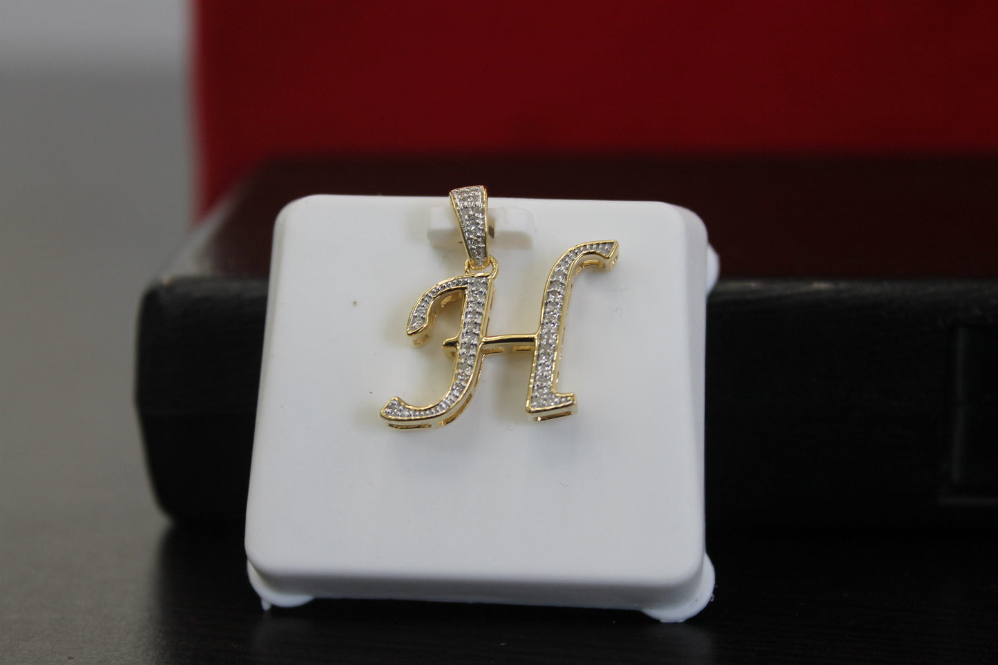 Natural Gold Initial Letter “H ”Alphabet Pendant, Yellow Gold ,King Crown Diamond Pendant,Unisex Pendant,Hip Hop style - 3D style