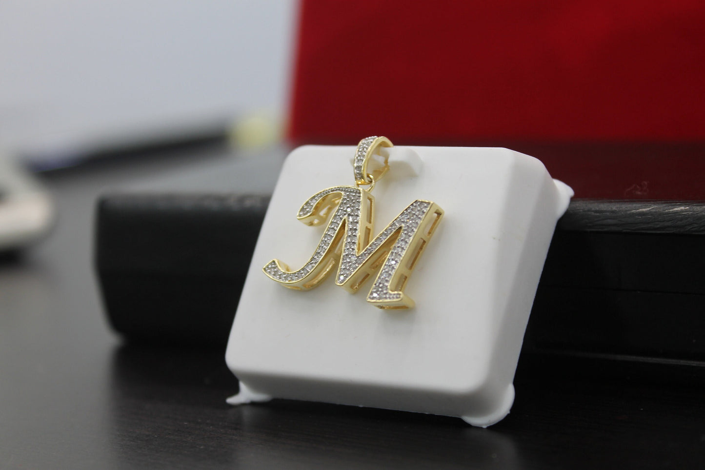 Natural Gold Initial Letter “M”Alphabet Pendant, Yellow Gold ,King Crown Diamond Pendant,Unisex Pendant,Hip Hop style - 3D style