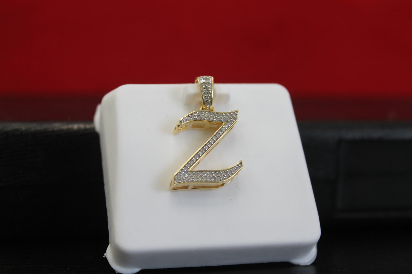 Natural Gold Initial Letter “Z”Alphabet Pendant, Yellow Gold ,King Crown Diamond Pendant,Unisex Pendant,Hip Hop style - 3D style minimalist