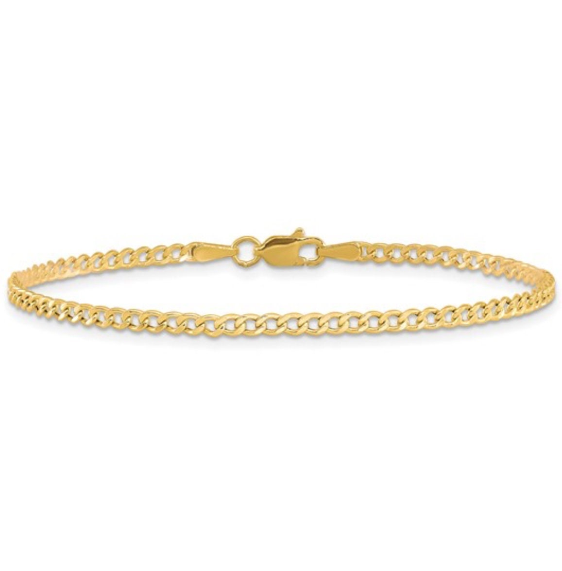 10k Semi solid curb chain Gold Necklace 2.2 mm width