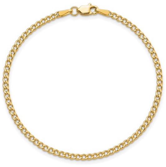 10k 2.5 mm semi-solid curb link gold bracelet