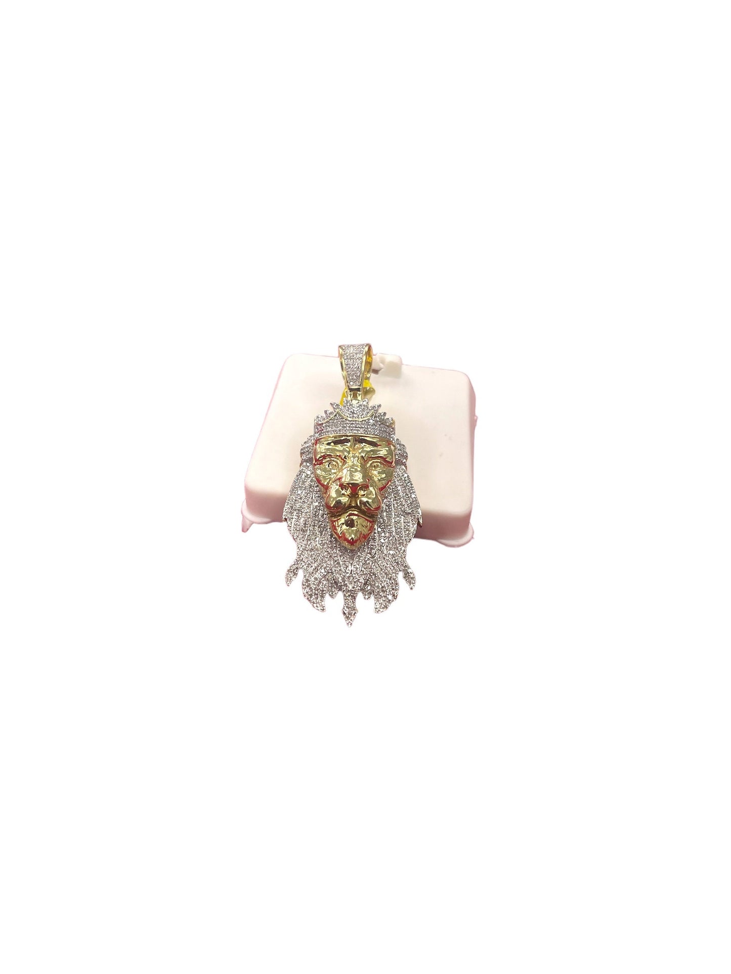 10k gold with Natural Diamonds Lion pendant Hiphop