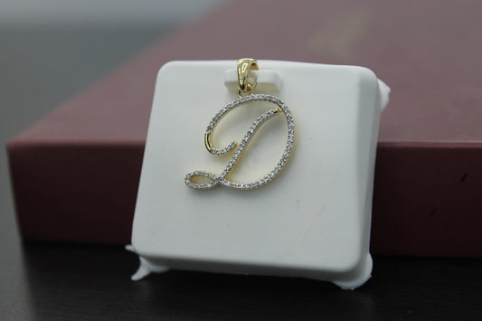 D Initial Charm Pendant Solid 10k Yellow/White Gold Charm Alphabet Pendant Fine Jewelry Cursive Letter Charm Pendant Gift Christmas