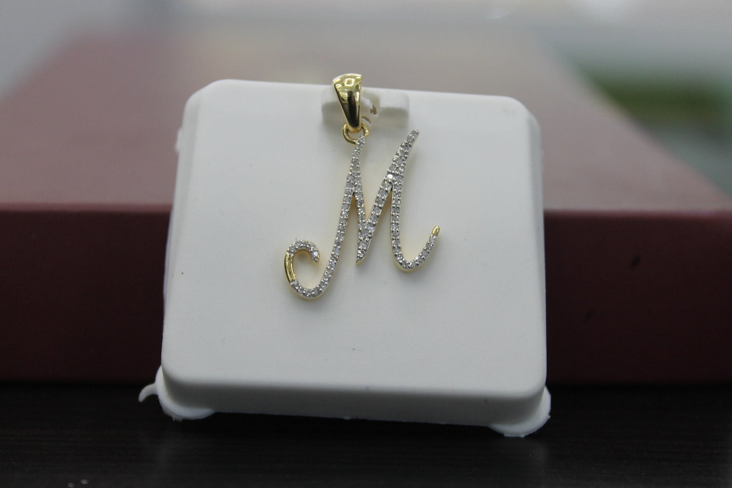 Real Diamond Gold Initial Charm Yellow 10karat Pendant Letter Alphabet Solid A-Z Real