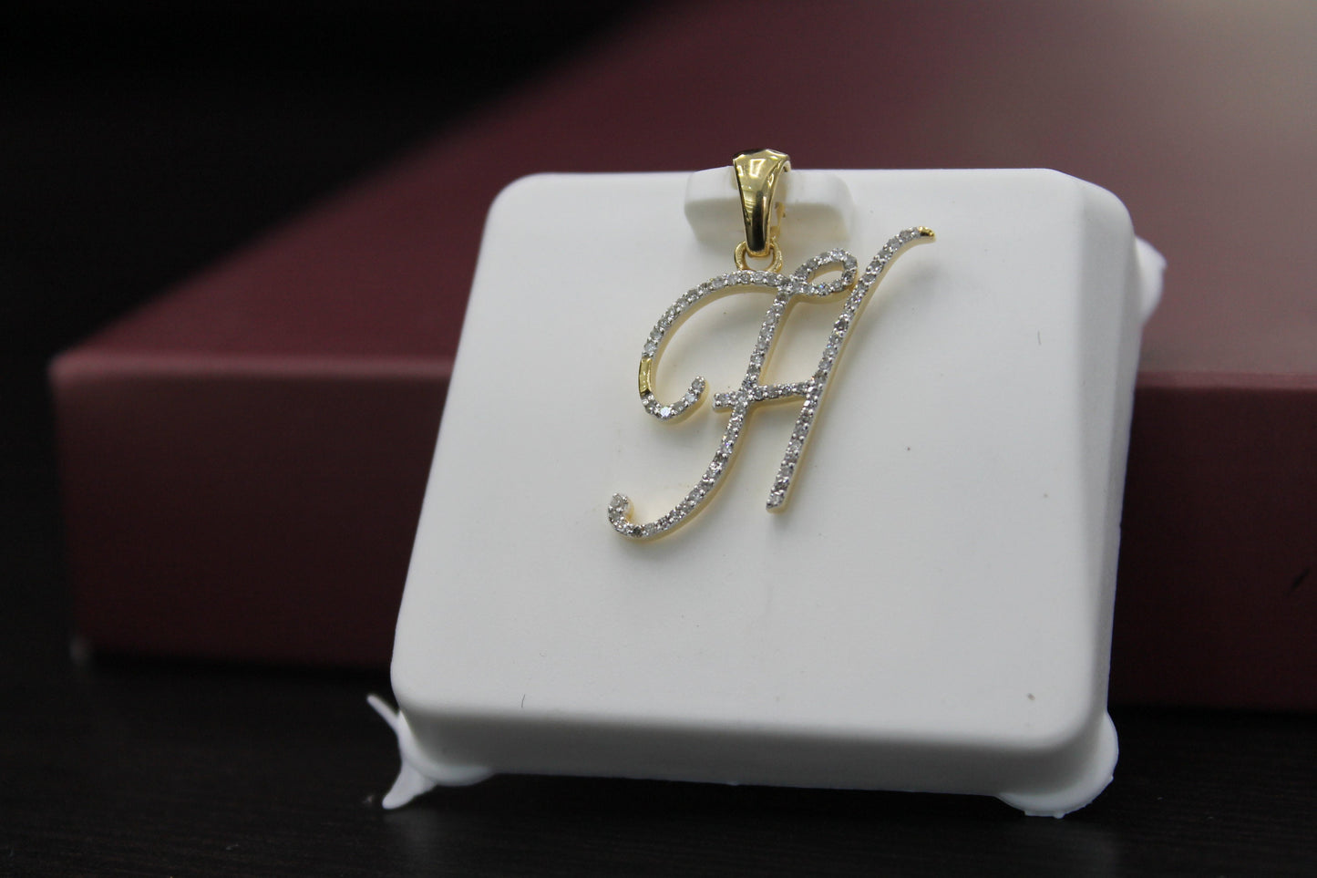 Real Diamond Gold Initial Charm Yellow 10karat Pendant Letter Alphabet Solid A-Z Real initial H