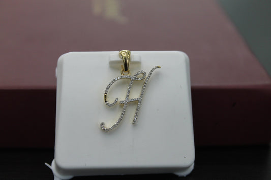 Real Diamond Gold Initial Charm Yellow 10karat Pendant Letter Alphabet Solid A-Z Real initial H