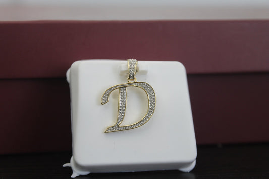 Natural Gold Initial Letter pendant - Alphabet Pendant, Yellow Gold , Diamond Pendant,Unisex Pendant,Hip Hop style Minimalist pendant