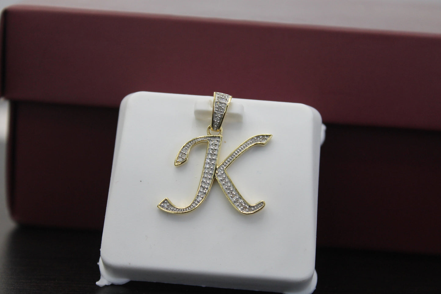 Natural Gold Initial Letter pendant - Alphabet k Pendant, Yellow Gold , Diamond Pendant,Unisex Pendant,Hip Hop style Minimalist pendant