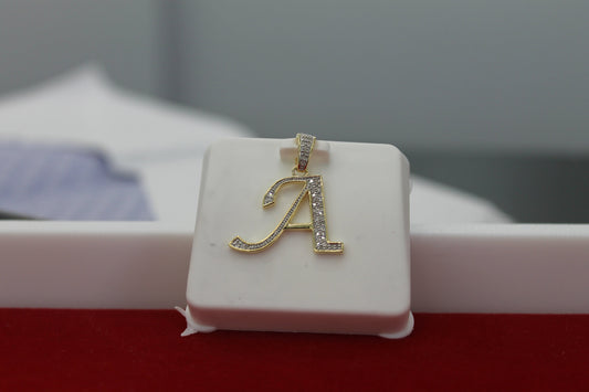 Natural Gold Initial LetterA pendant - Alphabet Pendant, Yellow Gold , Diamond Pendant,Unisex Pendant,Hip Hop style Minimalist pendant