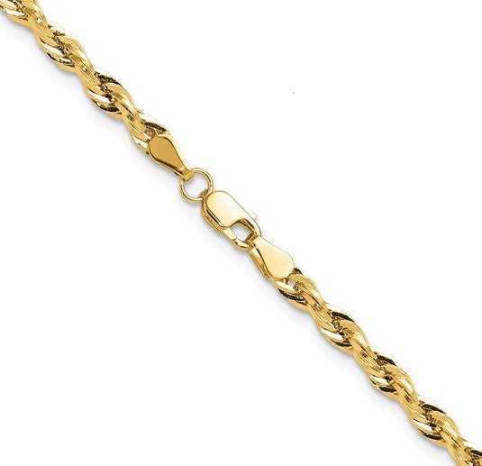 10k Gold Semi Solid Rope Chain -22 inch 3.5 mm width