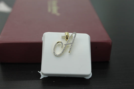 Natural gold and diamonds initial A pendant