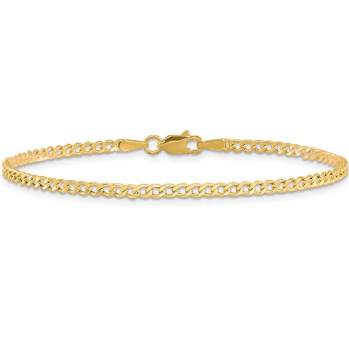 10k 2.5 mm semi-solid curb link gold bracelet