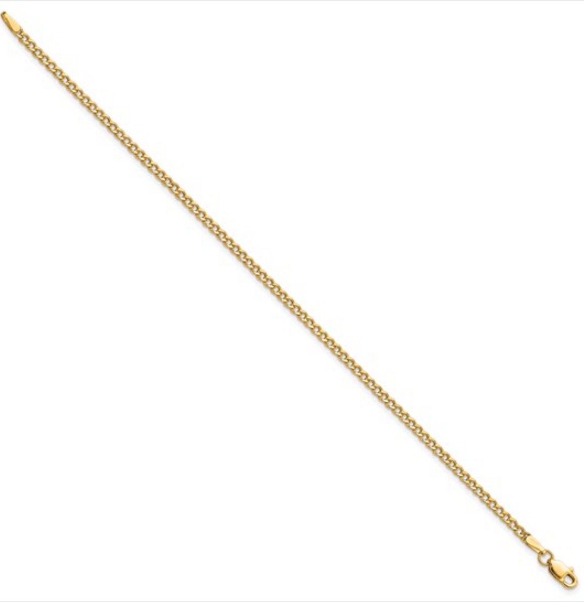 10k 2.5 mm semi-solid curb link gold bracelet