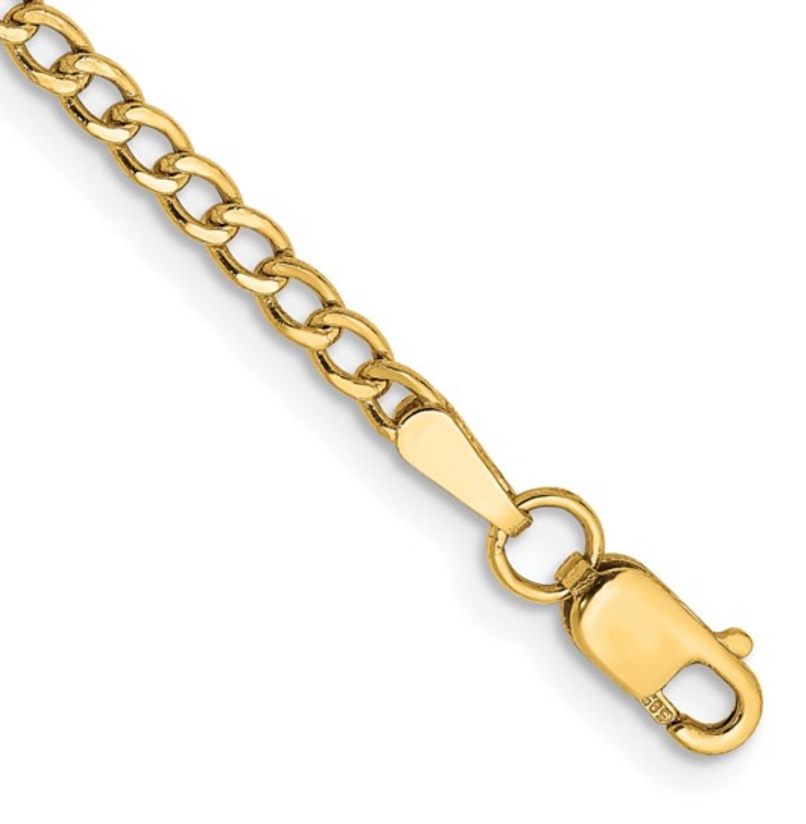 10k 2.5 mm semi-solid curb link gold bracelet