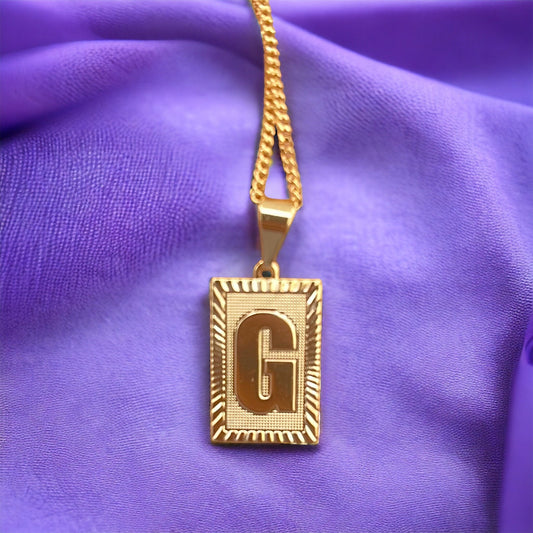 Gold filled initial G pendant with gold filled chain