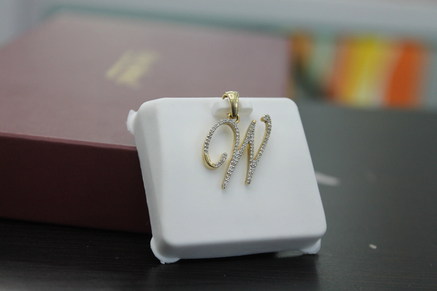 Real Diamond Gold Initial *W* Charm Yellow 10karat Pendant Letter Alphabet Solid A-Z Real