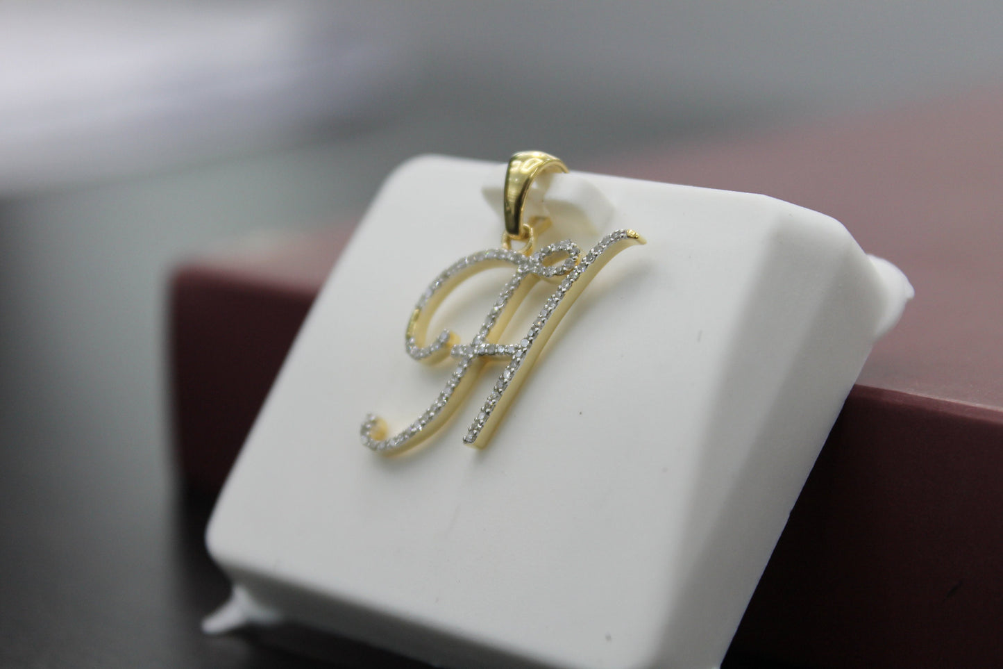 Real Diamond Gold Initial Charm Yellow 10karat Pendant Letter Alphabet Solid A-Z Real initial H