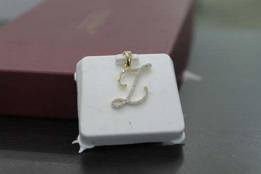 Real Diamond Gold Initial Charm Yellow 10karat Pendant Letter Alphabet Solid A-Z Real initial Z curisve pendant