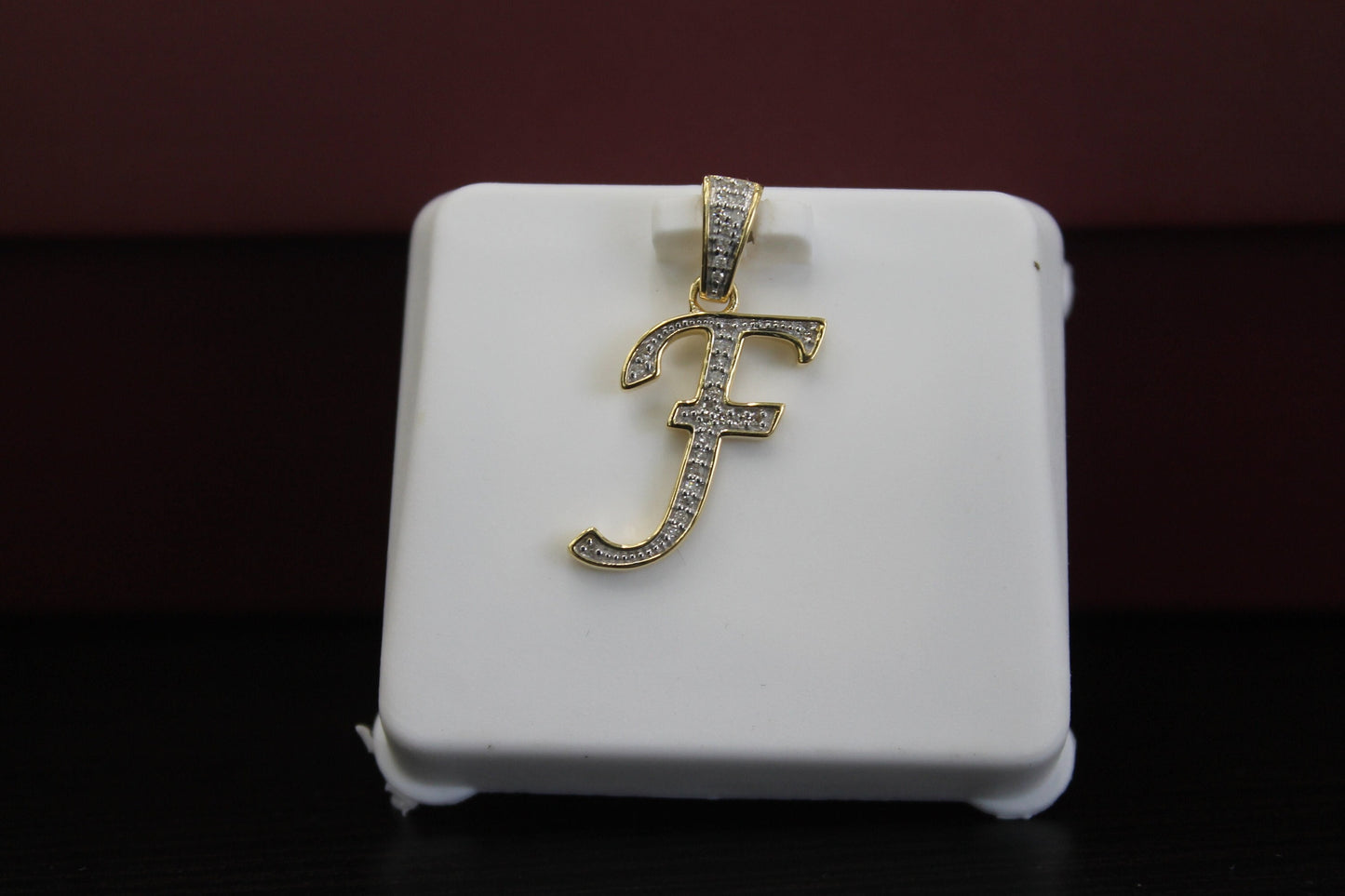 Natural Gold Initial Letter F pendant - Alphabet Pendant, Yellow Gold , Diamond Pendant,Unisex Pendant,Hip Hop style Minimalist pendant