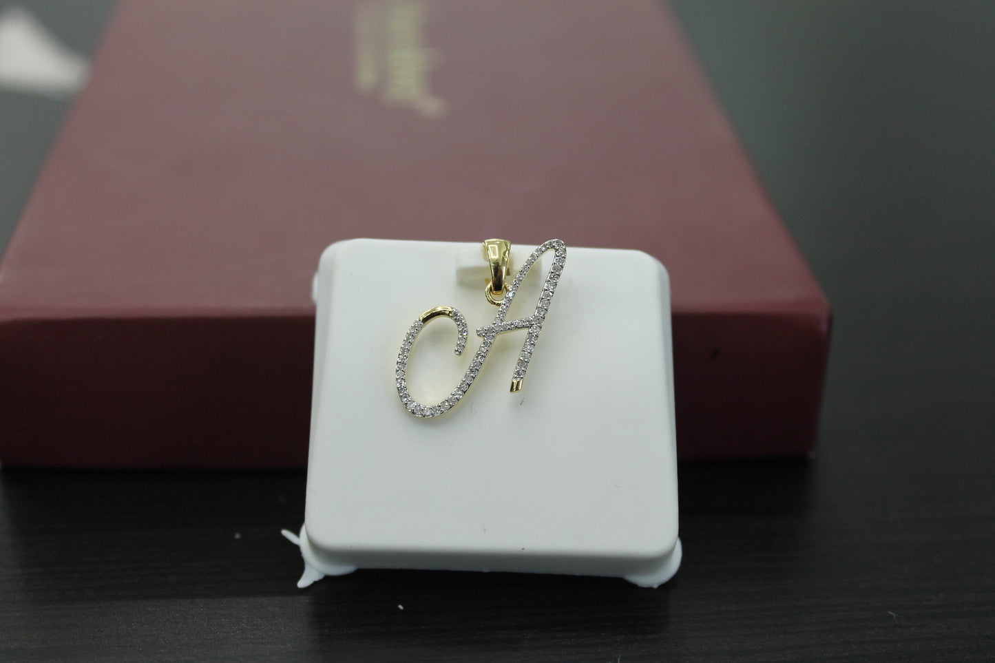 Real Diamond Gold Initial Charm  Yellow 10karat Pendant Letter Alphabet Solid A-Z Real initial A curisve pendant