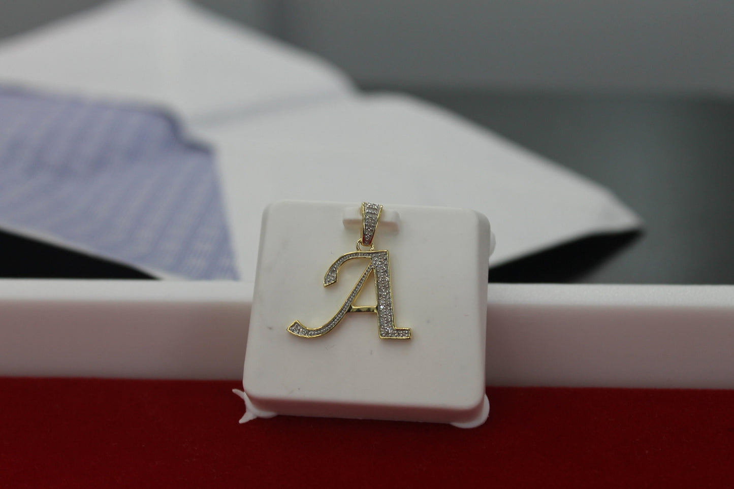 Natural Gold Initial LetterA pendant - Alphabet Pendant, Yellow Gold , Diamond Pendant,Unisex Pendant,Hip Hop style Minimalist pendant