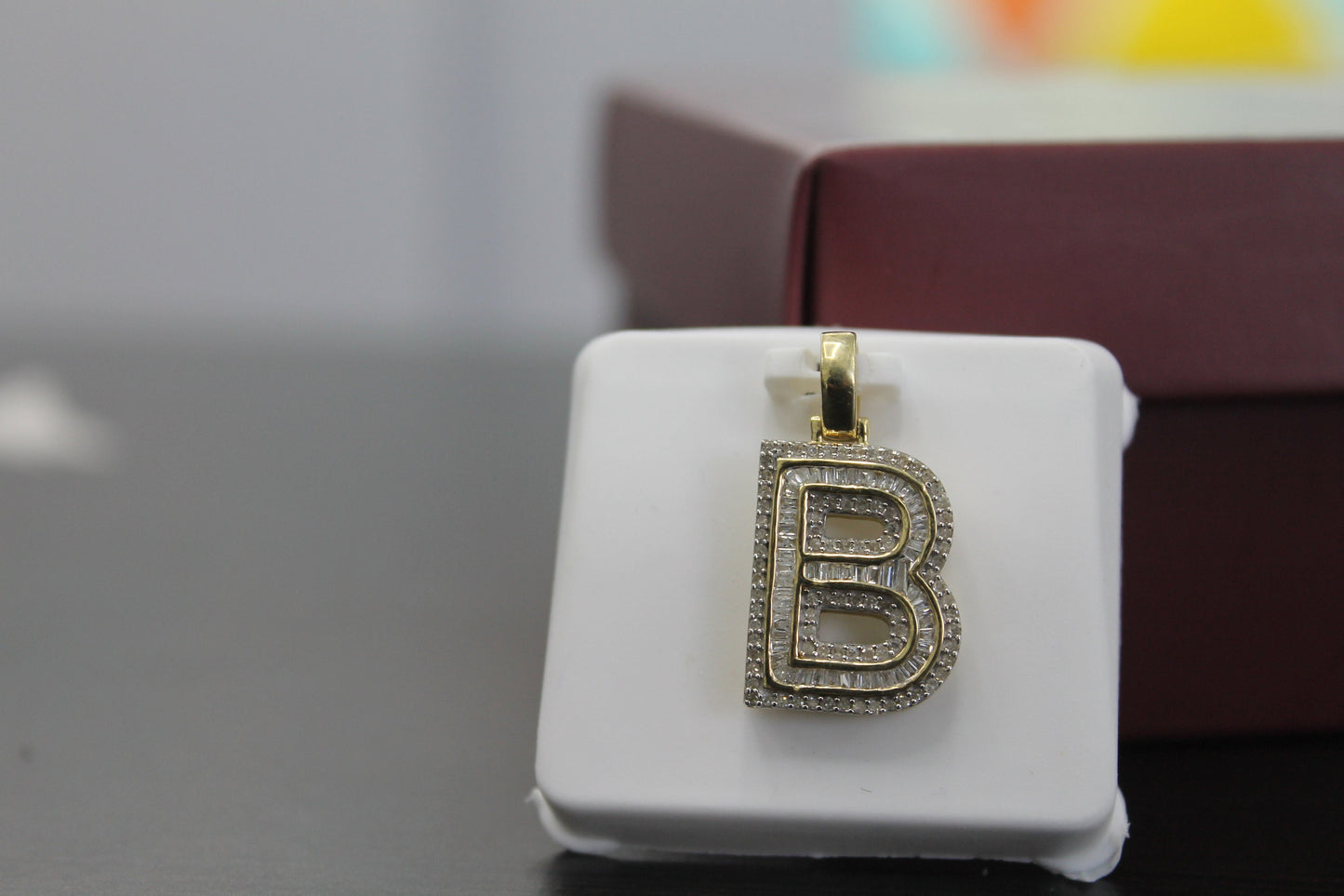 10K Gold With Natural Diamonds Initial T Pendant-A to Z