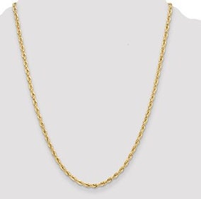 10k Gold Semi Solid Rope Chain -22 inch 3.5 mm width