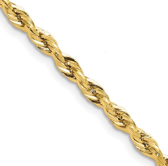 10k Gold Semi Solid Rope Chain -22 inch 3.5 mm width