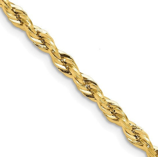 10k Gold Semi Solid Rope Chain -22 inch 3.5 mm width