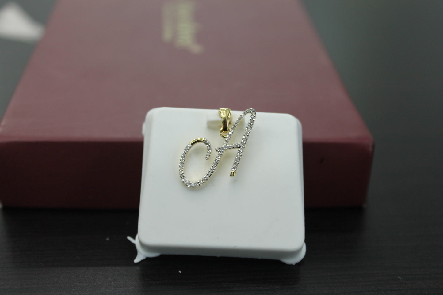 Natural gold and diamonds initial A pendant