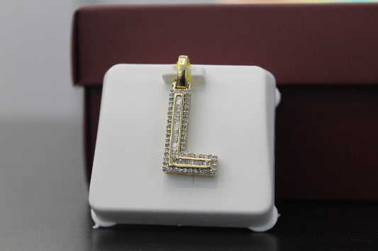 10K Gold with Natural Diamonds Initial L pendant.