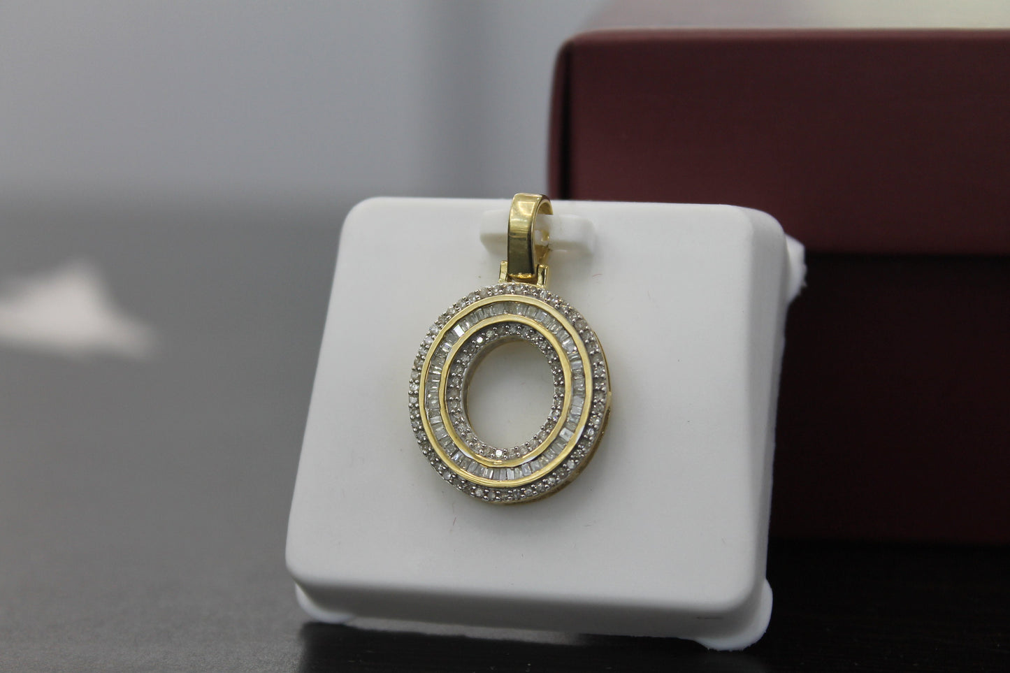 10K Gold with Natural Diamonds Initial O pendant.