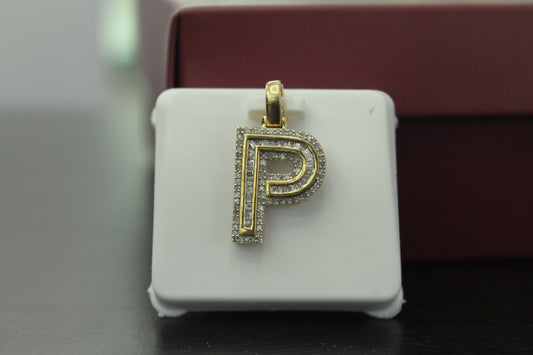 10K Gold with Natural Diamonds Initial P pendant.