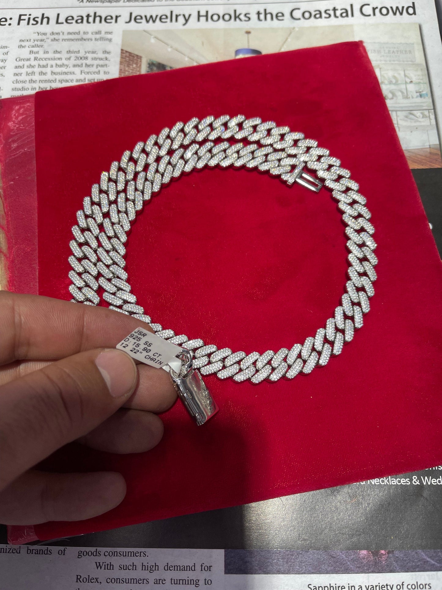 Sterling Silver Cuban Chain 12mm- 22 inch