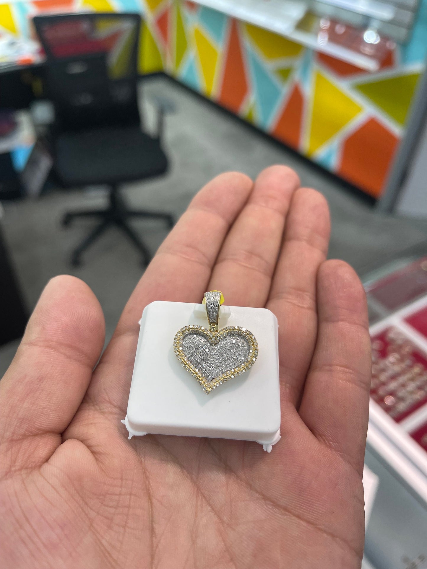 10k Gold with Diamond Heart pendant-2 tone