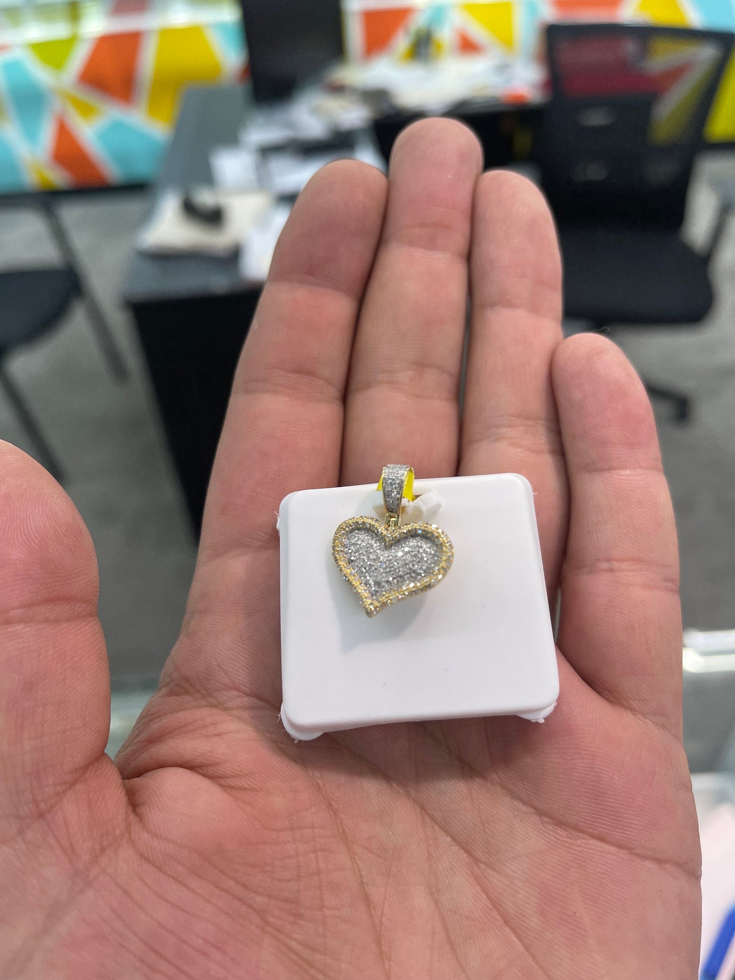 10k Gold with Diamond Heart pendant-2 tone