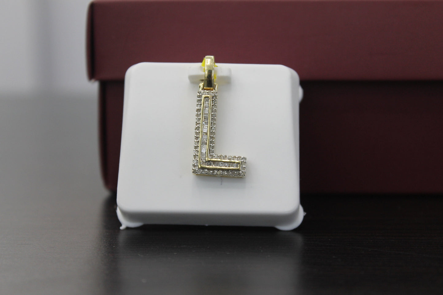 10K Gold with Natural Diamonds Initial L pendant.