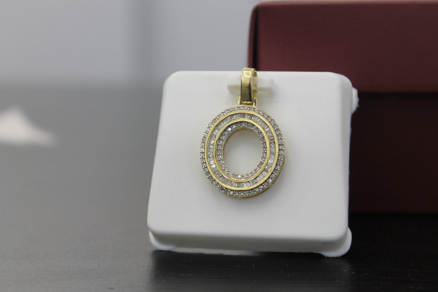 10K Gold with Natural Diamonds Initial O pendant.