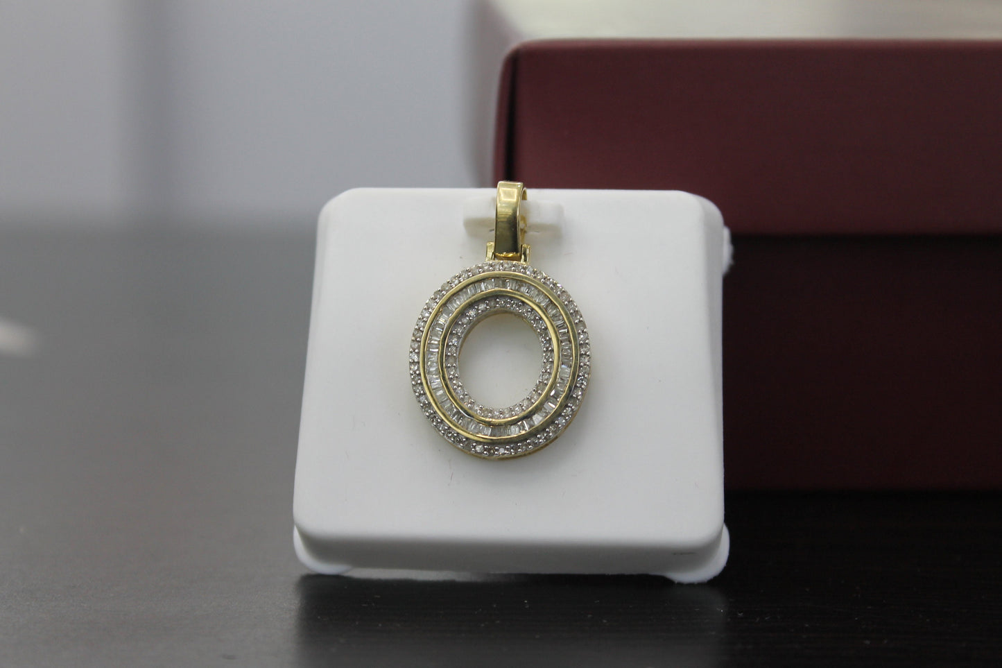 10K Gold with Natural Diamonds Initial O pendant.