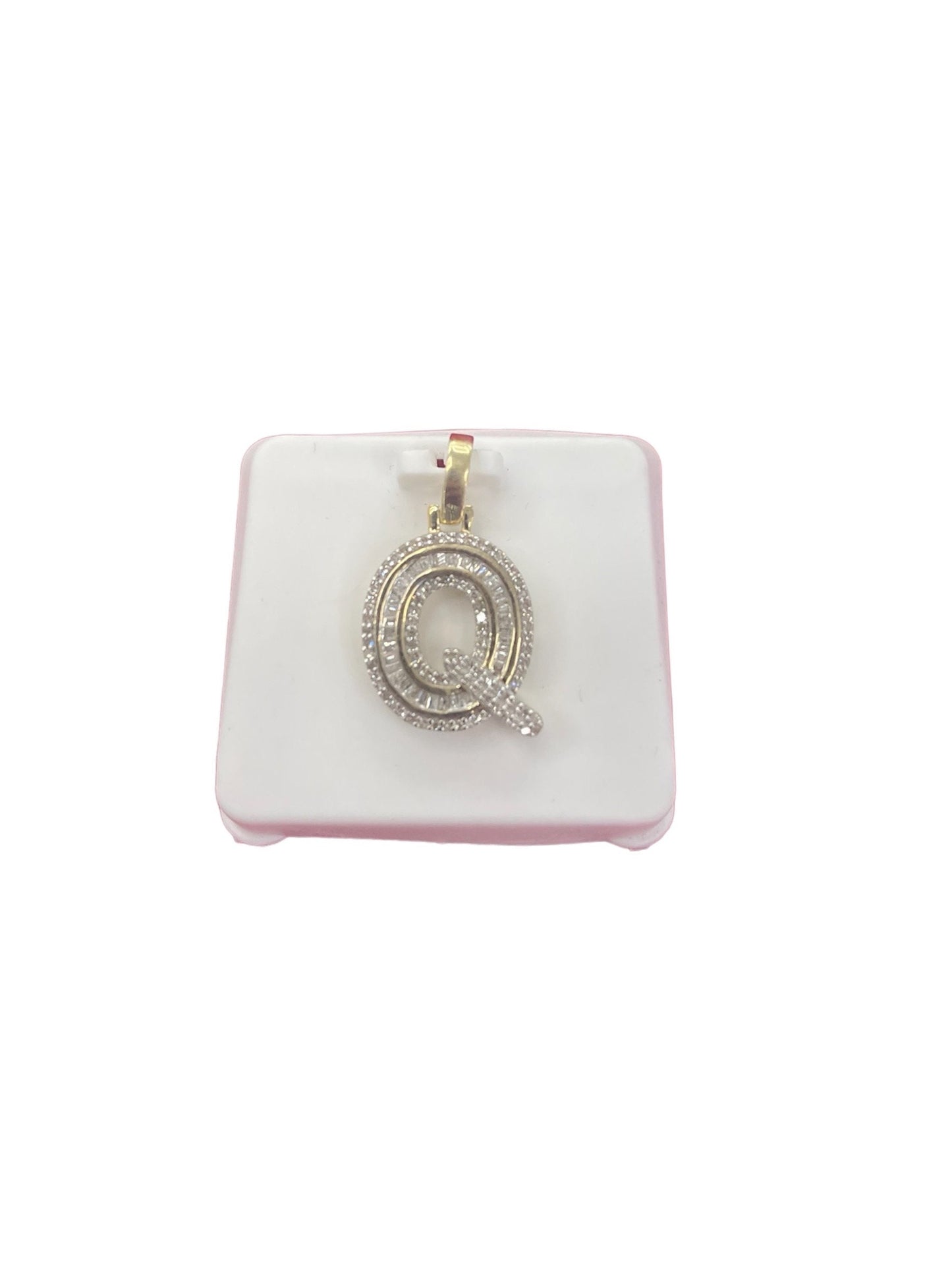 10K Gold with Natural Diamonds Initial Q pendant.