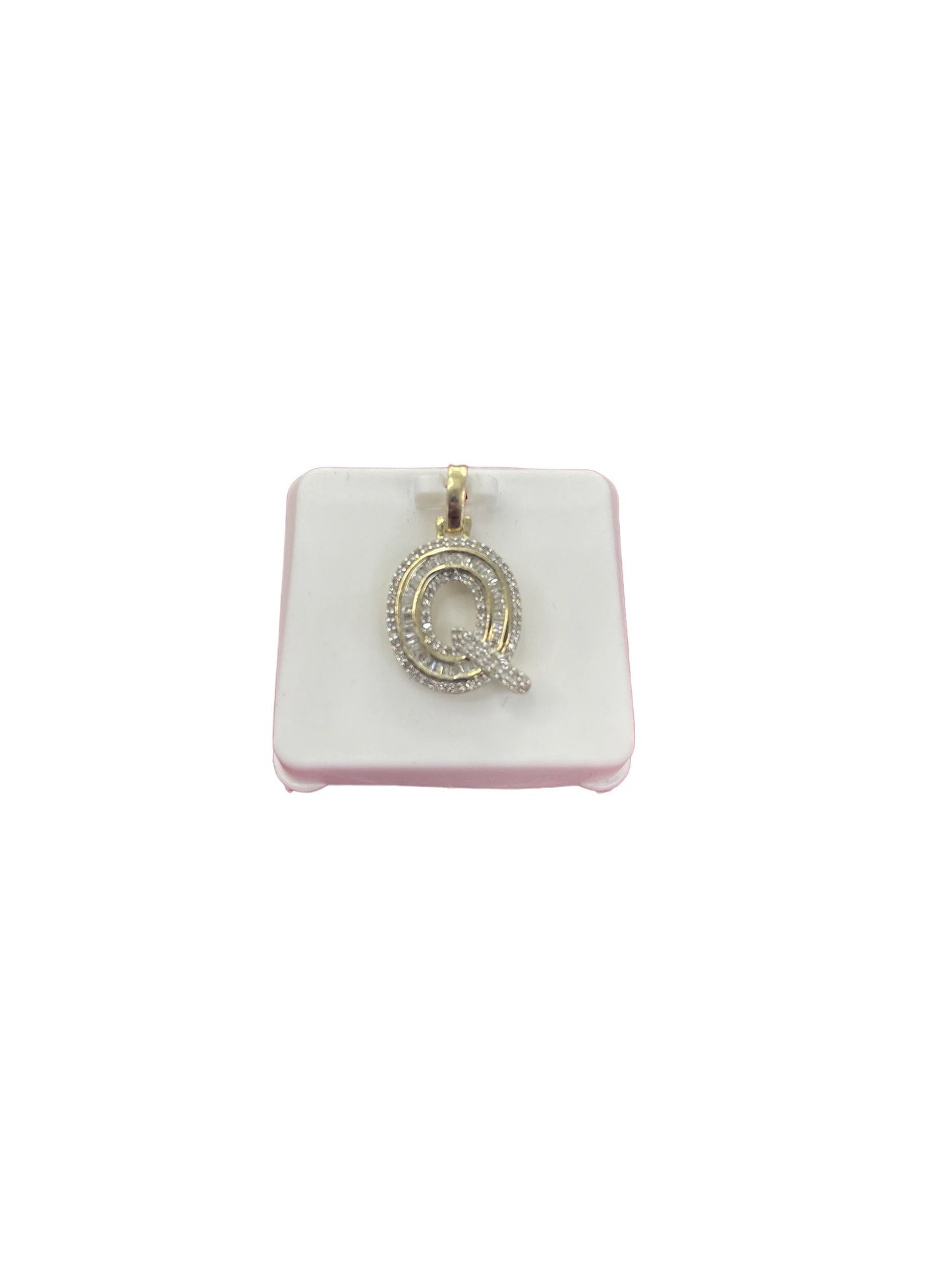 10K Gold with Natural Diamonds Initial Q pendant.