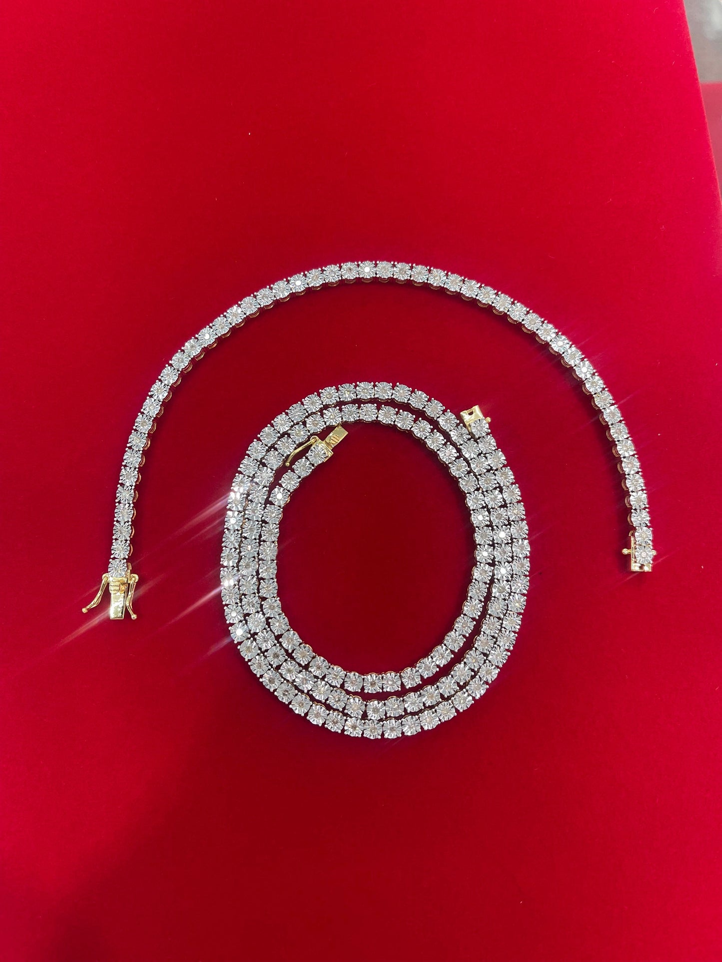 10k Gold With Natural Diamonds Tikkli Necklace 3.5mm-20 Inch.